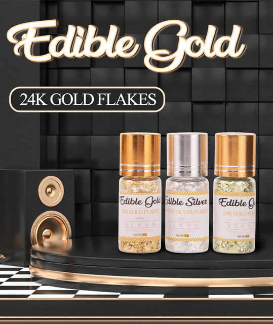 24K Gold Leaf Sheets Flakes,Genuine Edible Glitter,0.1g Gold Powder for  Food,Drink, Cake Decoration,Edible Gilding paper